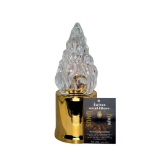 świeczka LED w formie tealightu,, półprzezroczystym płomykiem w kształcie kropli, imitującym migotanie prawdziwego ognia. ELEGANCKA WERSJA ZŁOTO LUB SREBRO GLAMOUR